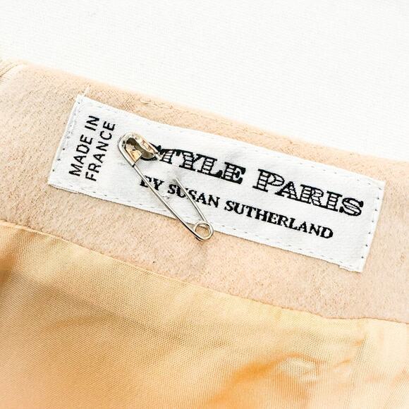 Style Paris Susan Sutherland Cream Beige Wool Angora Pencil Skirt Size L - Picture 3 of 6